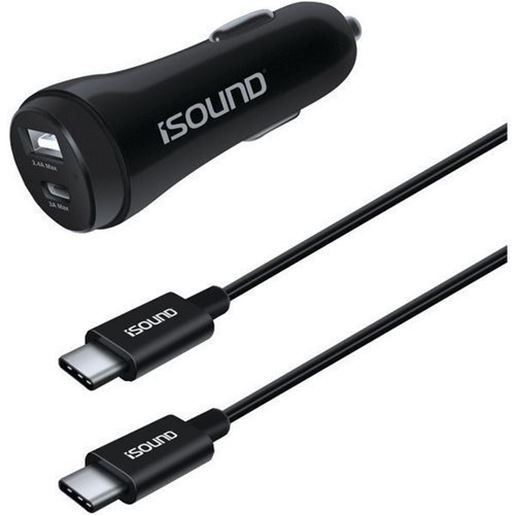 Picture of i.Sound ISOUND-6102 Dual-Port USB Car Charger with 6ft USB-C to USB-C Cable