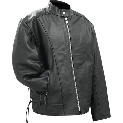 Picture of Solid Genuine Buffalo Leather Motorcycle Cruiser Jacket