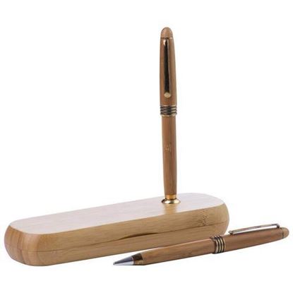 Picture of Durable Bamboo Ballpoint Pen and Pencil Set