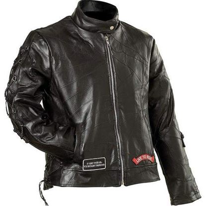 Picture of Ladies&apos; Rock Design Genuine Buffalo Leather Motorcycle Jacket