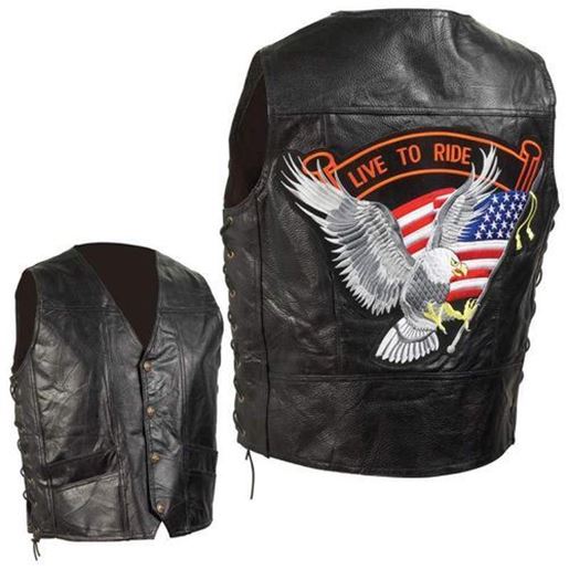 Picture of Hand-Sewn Pebble Grain Genuine Leather Biker Vest