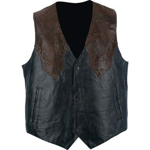 Picture of Hand-Sewn Pebble Grain Genuine Leather Western-Style Vest