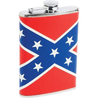 Picture of 8oz Stainless Steel Flask with Rebel Flag Wrap