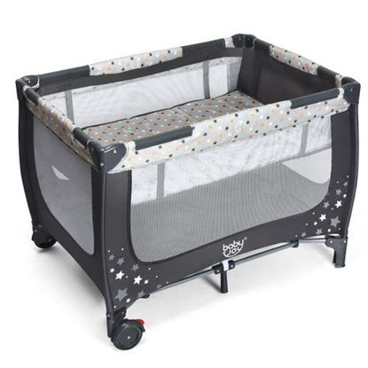 Picture of Portable Baby Playpen with Mattress Foldable Design-Gray - Color: Gray