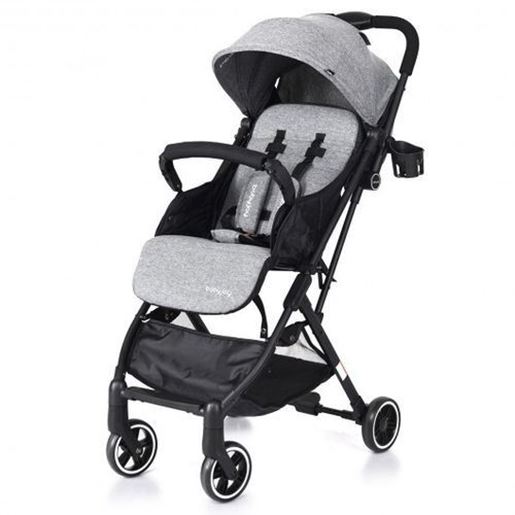 Image sur Lightweight Foldable Pushchair Baby Stroller with Foot Cover-Gray - Color: Gray