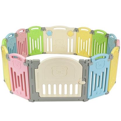 Picture of Foldable Baby Playpen 14 Panel Activity Center Safety Play Yard-Multicolor - Color: Multicolor