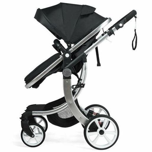 Picture of Folding Aluminum Infant Reversible Stroller with Diaper Bag-Black - Color: Black