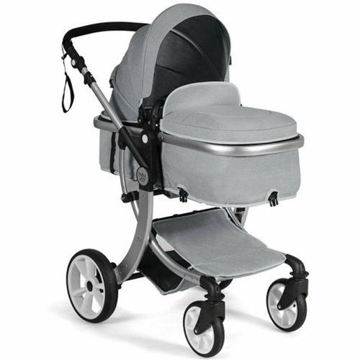 Picture of Folding Aluminum Infant Reversible Stroller with Diaper Bag-Gray - Color: Gray