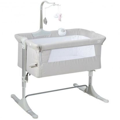 Picture of Height Adjustable Baby Side Crib  with Music Box & Toys-Light Gray - Color: Light Gray