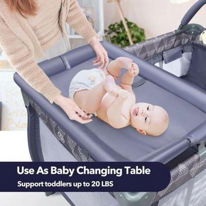 图片 Portable Foldable Baby Playard Nursery Center with Changing Station-Gray - Color: Gray