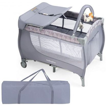 Picture of Foldable Safety  Baby Playard for Toddler Infant with Changing Station-Gray - Color: Gray