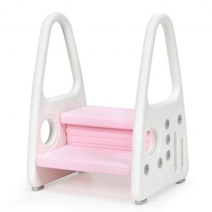 Image de Kids Step Stool Learning Helper with Armrest for Kitchen Toilet Potty Training-Pink - Color: Pink