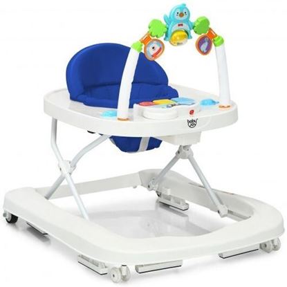 Изображение 2-in-1 Foldable Baby Walker with Adjustable Heights-Blue - Color: Blue