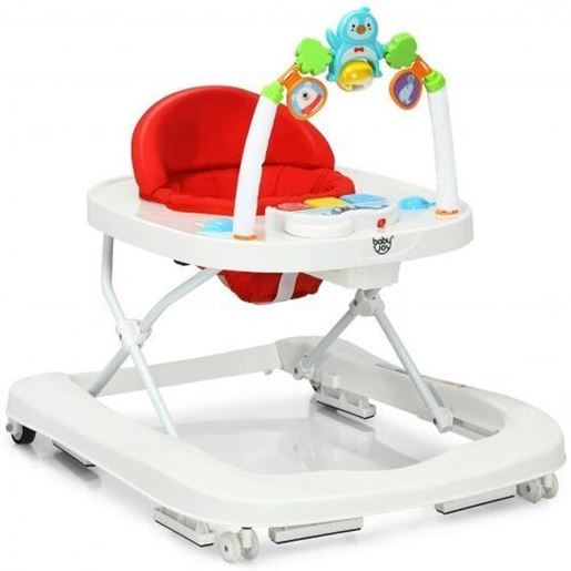 Image sur 2-in-1 Foldable Baby Walker with Adjustable Heights-Red - Color: Red