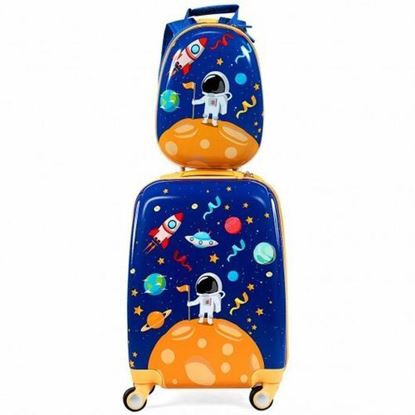 图片 2PC Kids Luggage Set Rolling Suitcase & Backpack-Navy - Color: Navy