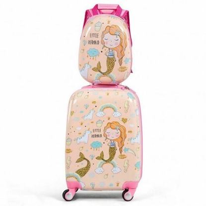 图片 2PC Kids Luggage Set Rolling Suitcase & Backpack-Pink - Color: Pink
