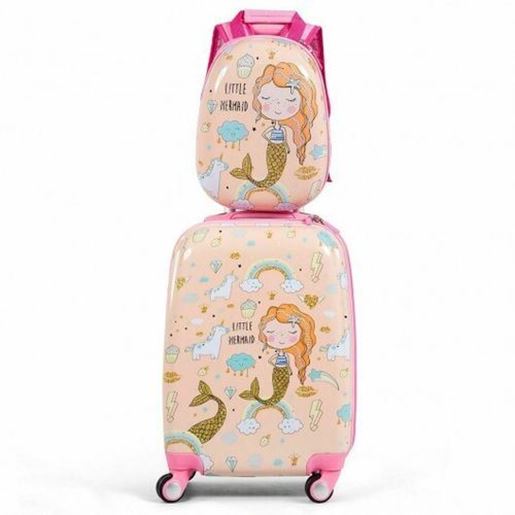 图片 2PC Kids Luggage Set Rolling Suitcase & Backpack-Pink - Color: Pink