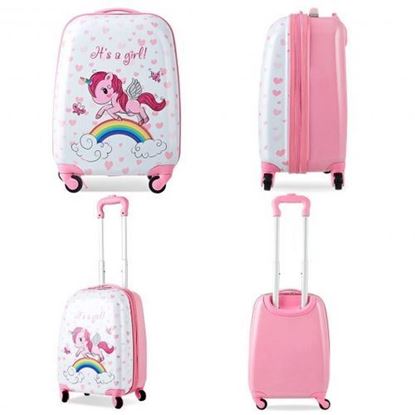 图片 2 Pcs Kids Luggage Set 12" Backpack and 16" Kid Carry on Suitcase with Wheels
