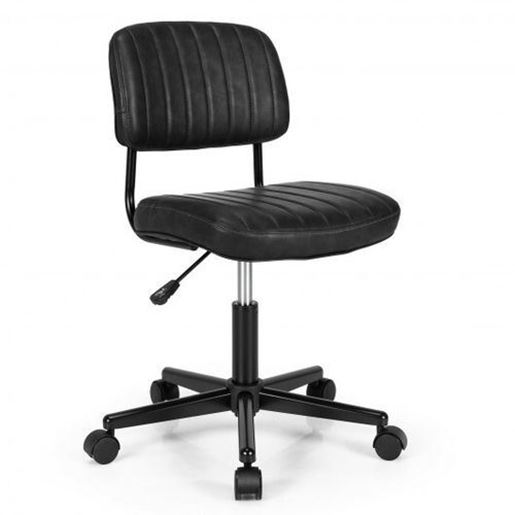 Image sur PU Leather Adjustable Office Chair  Swivel Task Chair with Backrest-Black - Color: Black