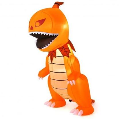 Picture of 8 Feet Halloween Inflatables Pumpkin Head Dinosaur with LED Lights and 4 Stakes