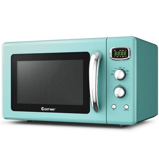 图片 0.9 Cu.ft Retro Countertop Compact Microwave Oven-Green - Color: Green - Size: 19.5" x 14" x 11"