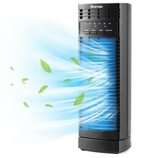 Foto de                                                                               4 Inch  Mini Oscillating Tower Fan Electric Desk Fan with 3 Speed and Timer-Black - Color: Black