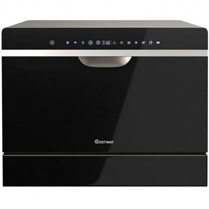 Picture of 6 Place Setting Countertop or Built-in Dishwasher Machine with 5 Programs - Color: Black