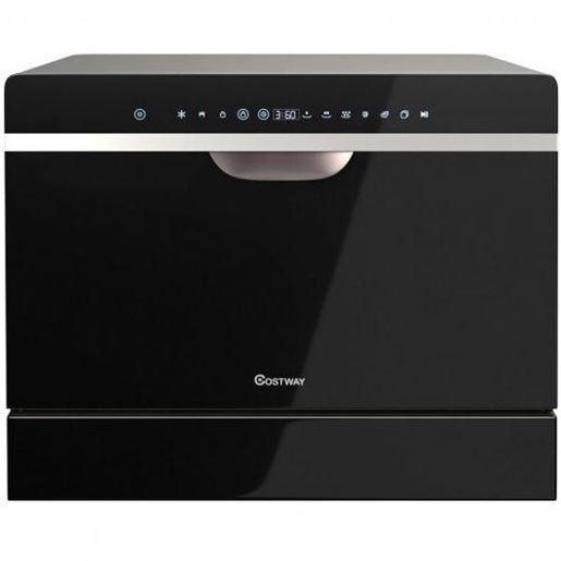 图片 6 Place Setting Countertop or Built-in Dishwasher Machine with 5 Programs - Color: Black