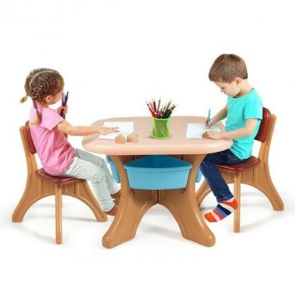 Picture of Children Kids Activity Table & Chair Set Play Furniture W/Storage-Coffee - Color: Coffee