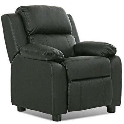 Picture of Kids Deluxe Headrest  Recliner Sofa Chair with Storage Arms-Black - Color: Black