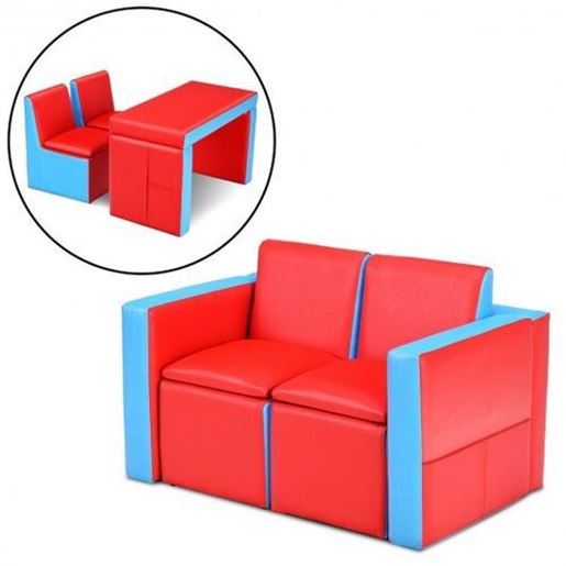 Изображение Multi-functional Kids Sofa Table Chair Set - Color: Red