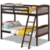 Picture of Solid Wood Twin Bunk Beds with Detachable Kids Ladder - Color: Coffee