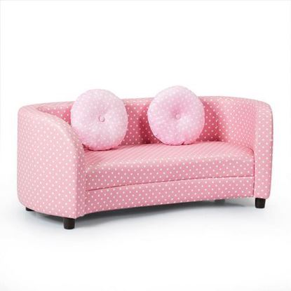 Picture of 2 Seat Kids Sofa Armrest Chair with Two Cloth Pillows