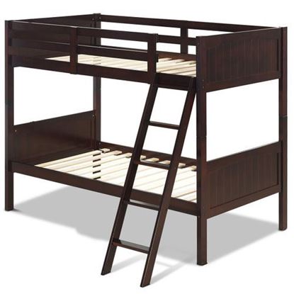 Picture of Wooden Bunk Beds Convertable 2 Individual Beds-Brown - Color: Brown