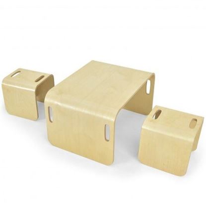 Foto de 3 Piece Kids Wooden Table and Chair Set