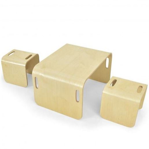 Image sur 3 Piece Kids Wooden Table and Chair Set