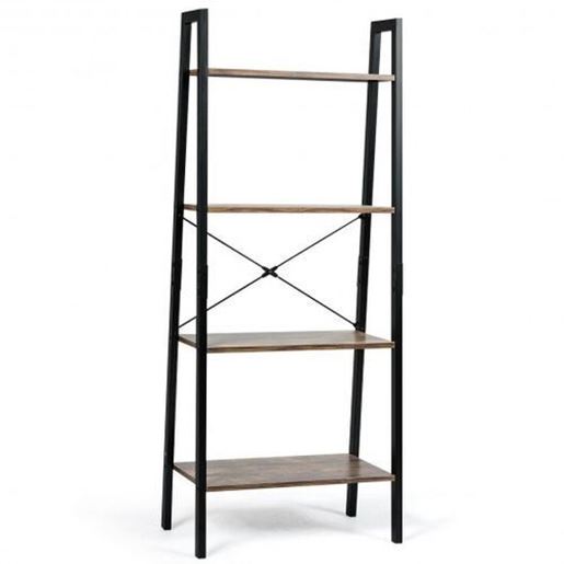 Picture of 4-Tier Ladder Shelf Ladder Bookcase Bookshelf Display Rack Plant Stand