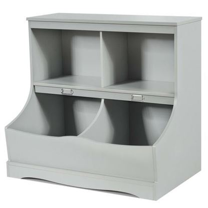 Picture of Kids Floor Cabinet Multi-Functional Bookcase -Gray - Color: Gray