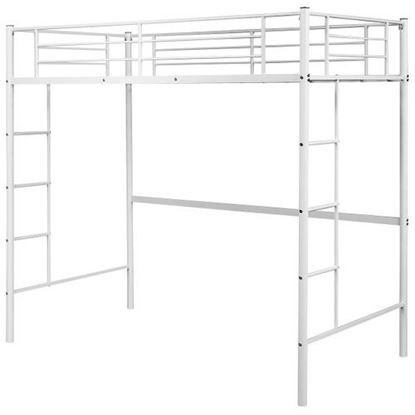 图片 Metal Twin Loft Ladder Beds-White - Color: White
