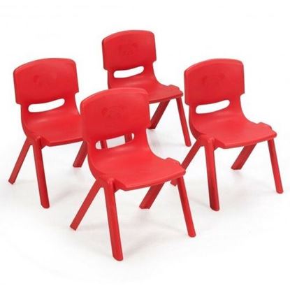 Picture of 4-pack Kids Plastic Stackable Classroom Chairs-Red - Color: Red