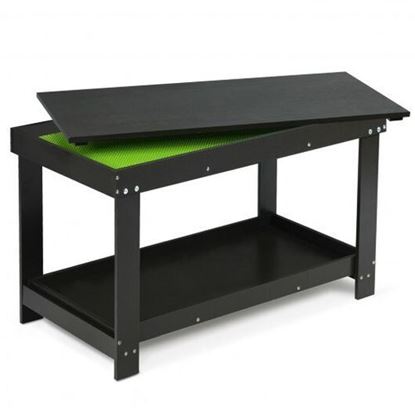 Picture of Solid Multifunctional Wood Kids Activity Play Table-Black - Color: Black