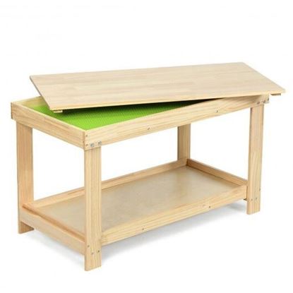 Foto de Solid Multifunctional Wood Kids Activity Play Table-Natural - Color: Natural