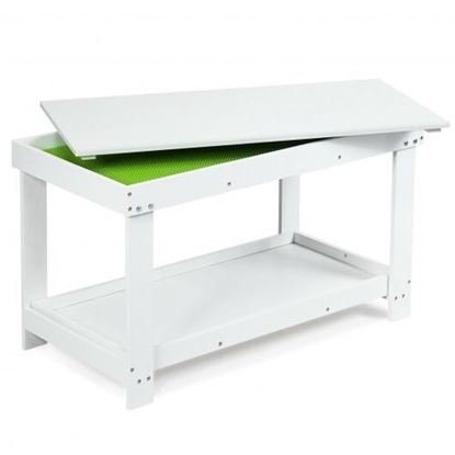 Picture of Solid Multifunctional Wood Kids Activity Play Table-White - Color: White