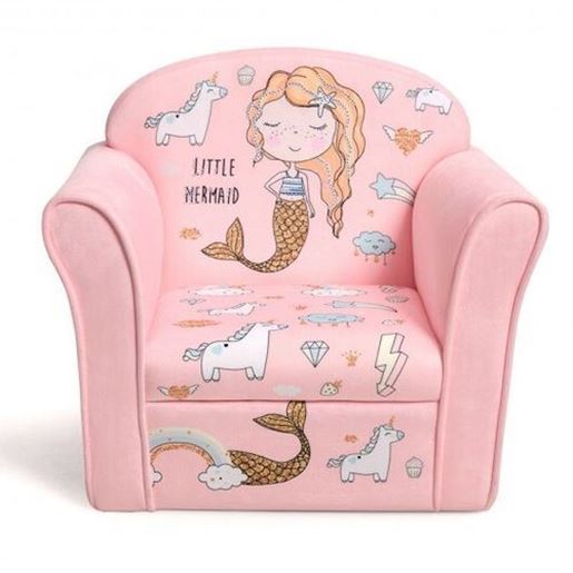 Picture of Kids Mermaid Armrest Couch Upholstered  Sofa