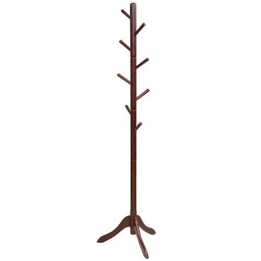 Picture of Adjustable Wooden Tree Coat Rack with 8 Hooks-Brown - Color: Brown