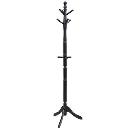 Picture of Adjustable Free Standing Wooden Coat Rack-Black - Color: Black