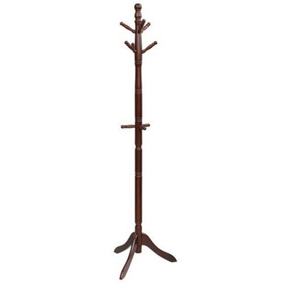 Picture of Adjustable Free Standing Wooden Coat Rack-Brown - Color: Brown