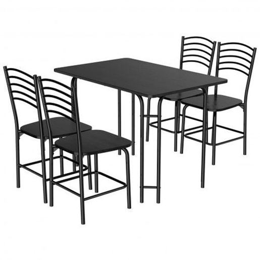 Picture of 5 Pieces Wood Rectangular Dining Table Set - Color: Black