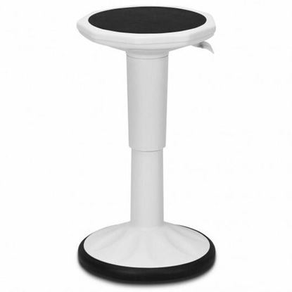 Picture of Adjustable Active Learning Stool Sitting Home Office Wobble Chair with Cushion Seat -White - Color: White