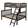 Picture of Twin over Full Bunk Bed Rubber Wood Convertible with Ladder Guardrail-Espresso - Color: Espresso